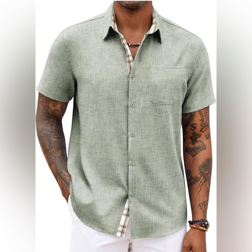 Men's Green Short Sleeve Shirt